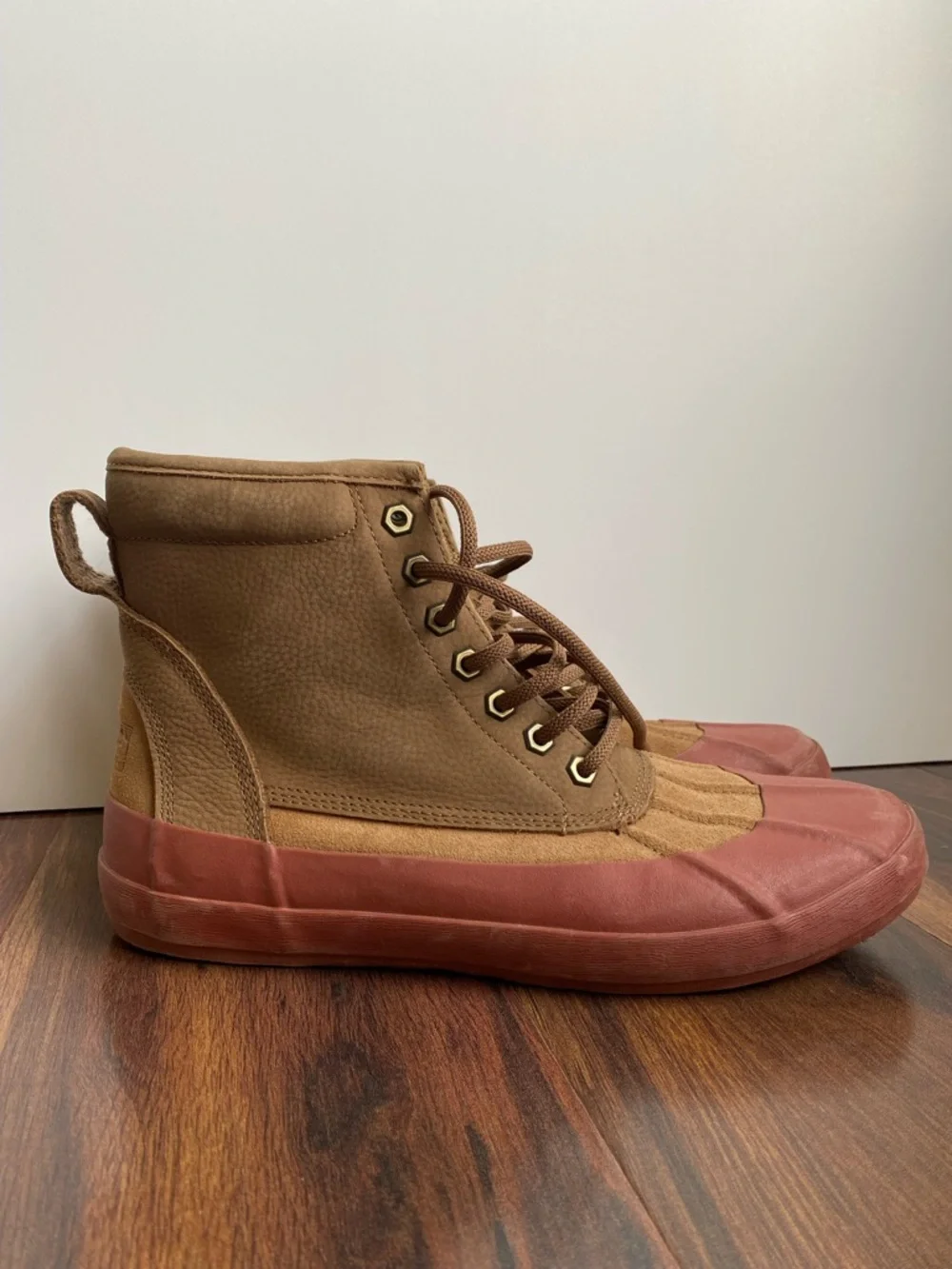 L.L. Bean Bar Harbor Duck Boots Womens 10 Brown Suede Cranberry Rubber Primaloft